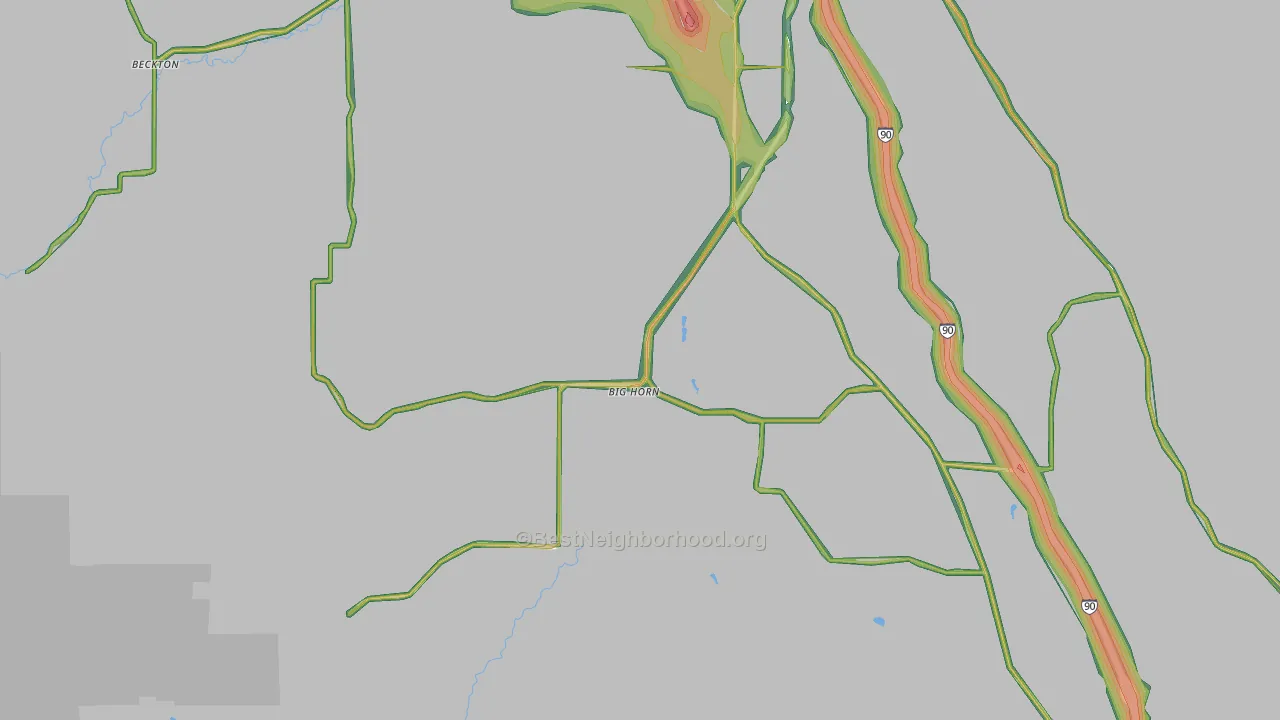 Big Horn, WY Map of Noise Levels in Big Horn