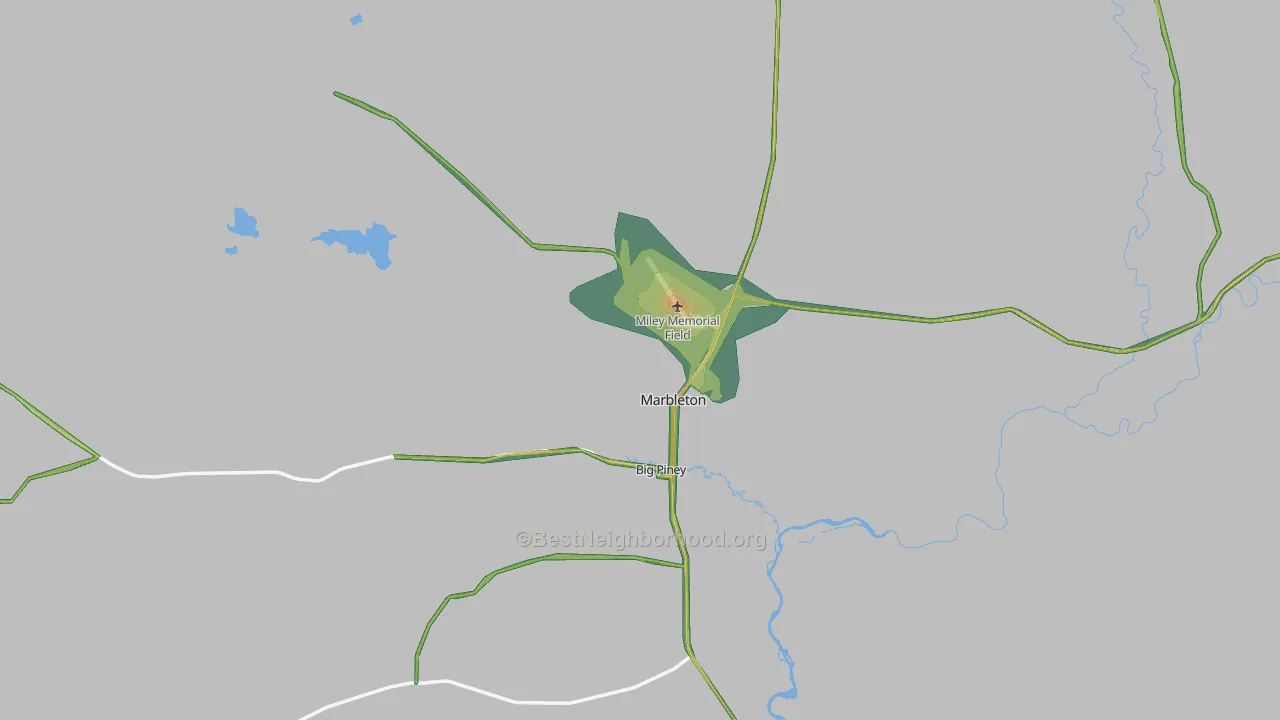 Big Piney, WY Map of Noise Levels in Big Piney