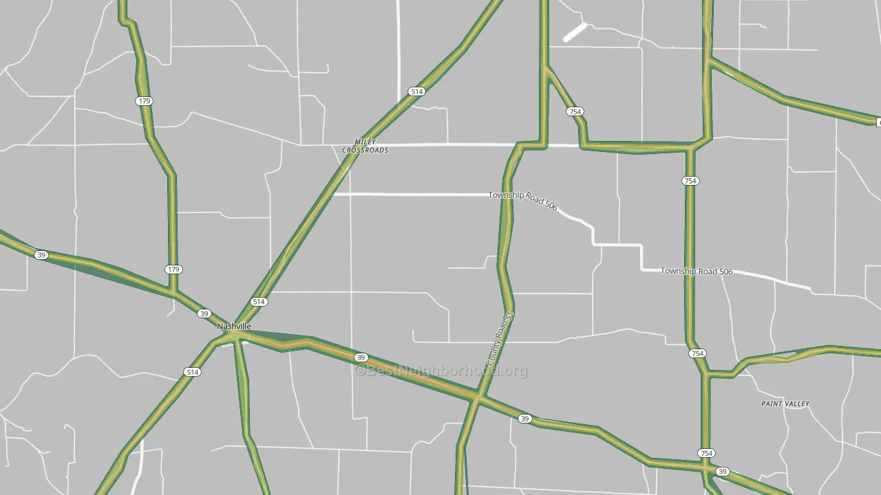 Big Prairie, OH Map of Noise Levels in Big Prairie