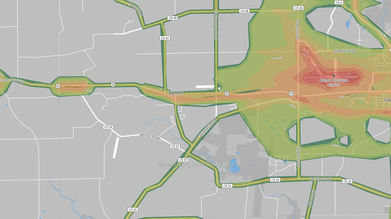 Big Rock, IL Map of Noise Levels in Big Rock