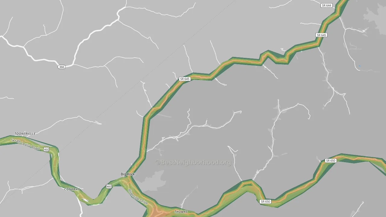 Big Rock, VA Map of Noise Levels in Big Rock