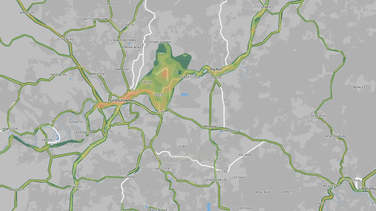Big Run, PA Map of Noise Levels in Big Run