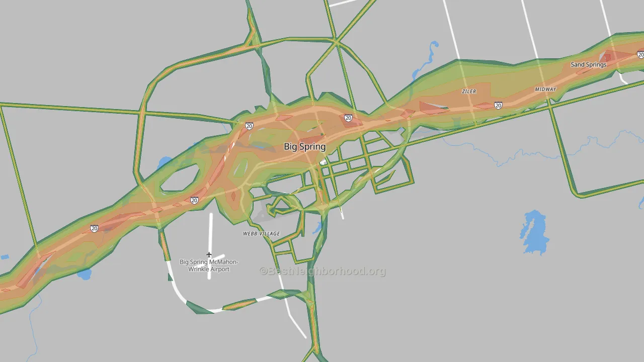 Big Spring, TX Map of Noise Levels in Big Spring