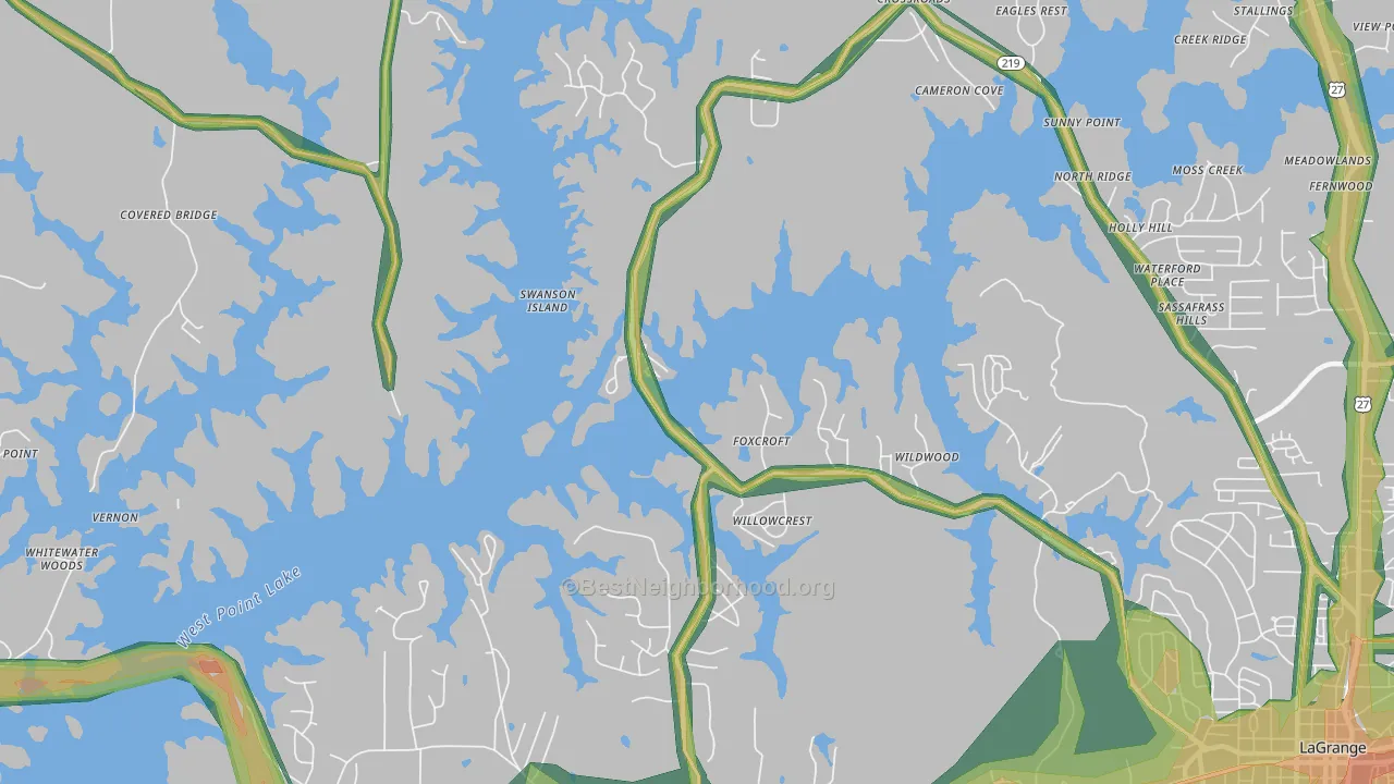 Big Springs, GA Map of Noise Levels in Big Springs