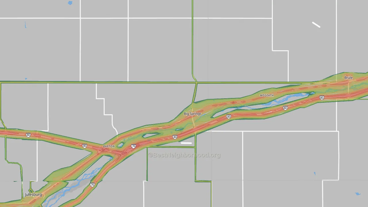 Big Springs, NE Map of Noise Levels in Big Springs