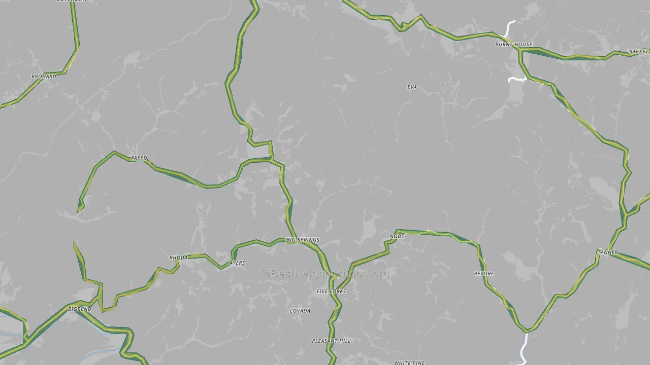 Big Springs, WV Map of Noise Levels in Big Springs