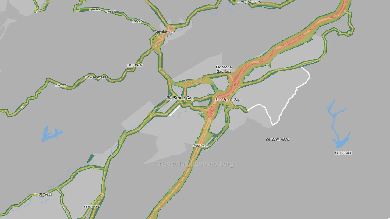 Big Stone Gap, VA Map of Noise Levels in Big Stone Gap