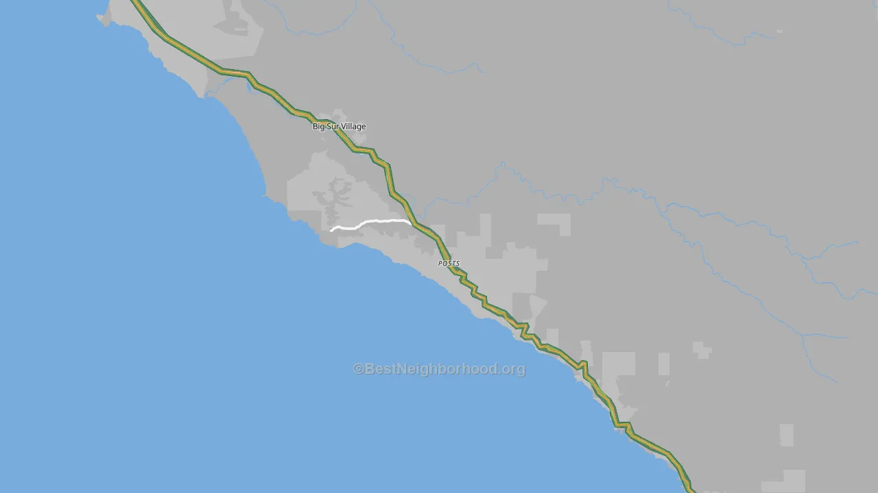 Big Sur, CA Map of Noise Levels in Big Sur