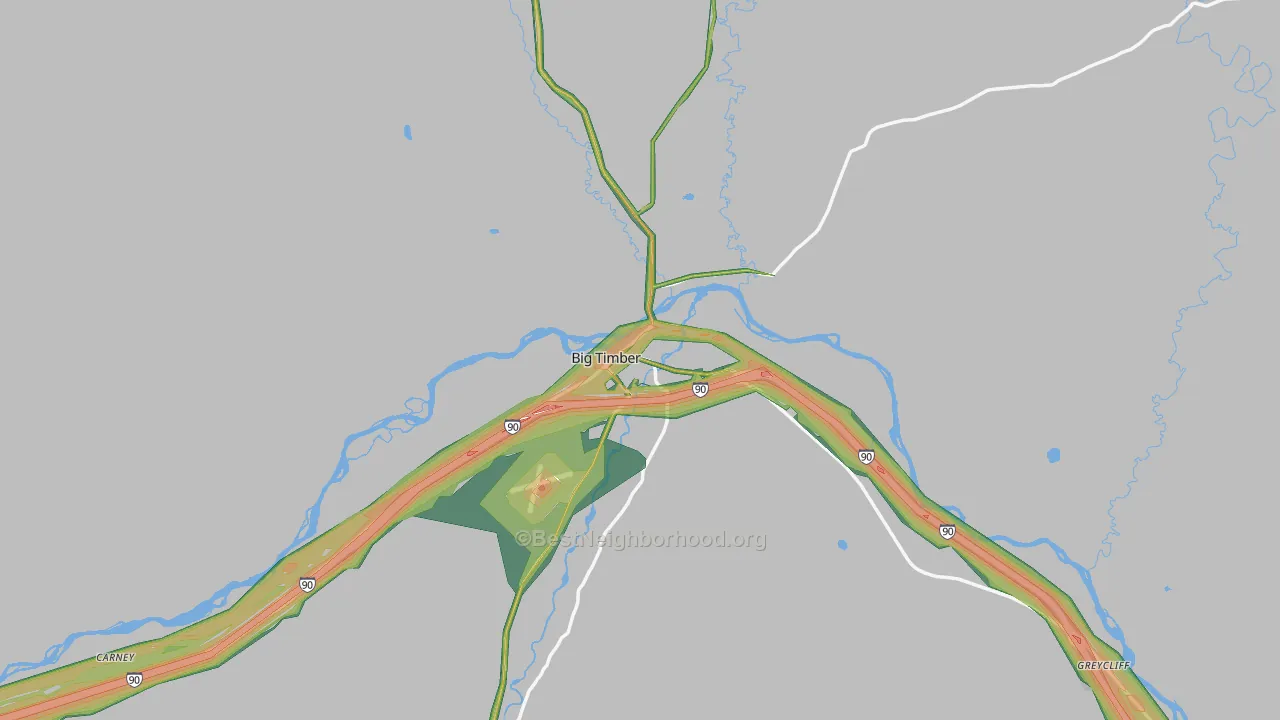 Big Timber, MT Map of Noise Levels in Big Timber