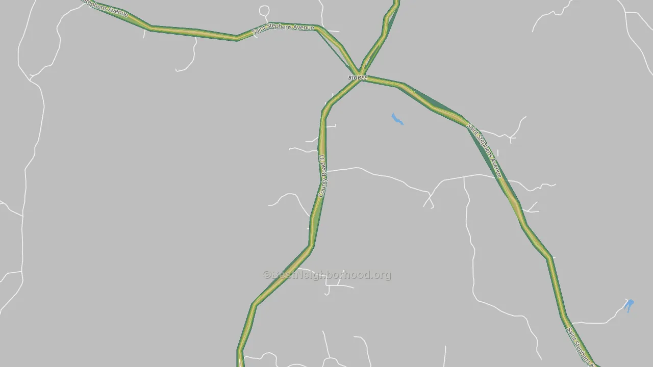 Bigbee, AL Map of Noise Levels in Bigbee