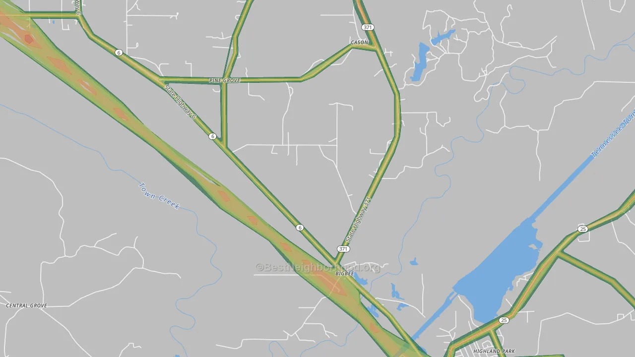 Bigbee, MS Map of Noise Levels in Bigbee