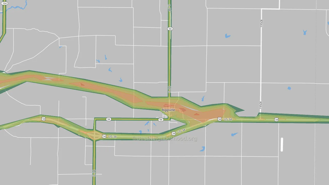 Biggsville, IL Map of Noise Levels in Biggsville