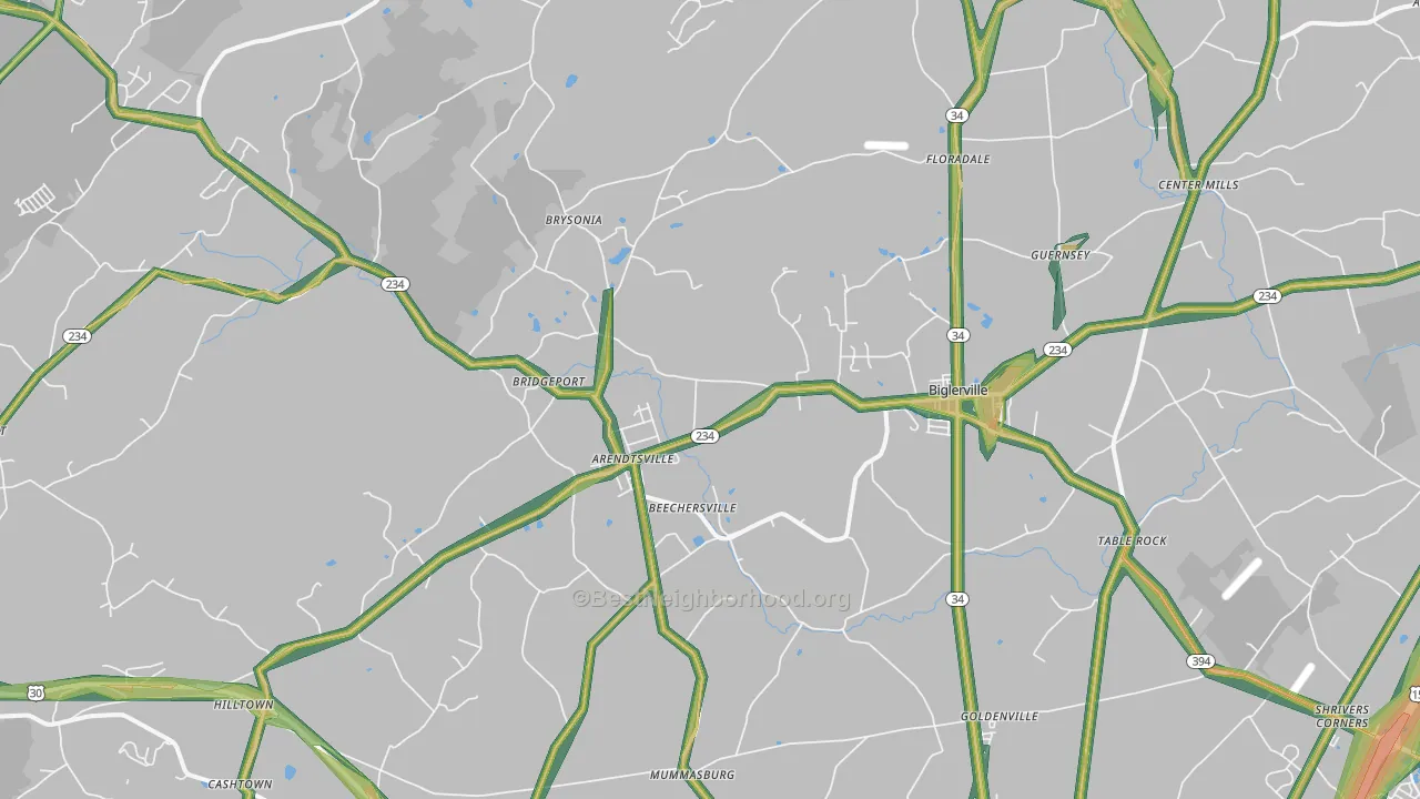 Biglerville, PA Map of Noise Levels in Biglerville
