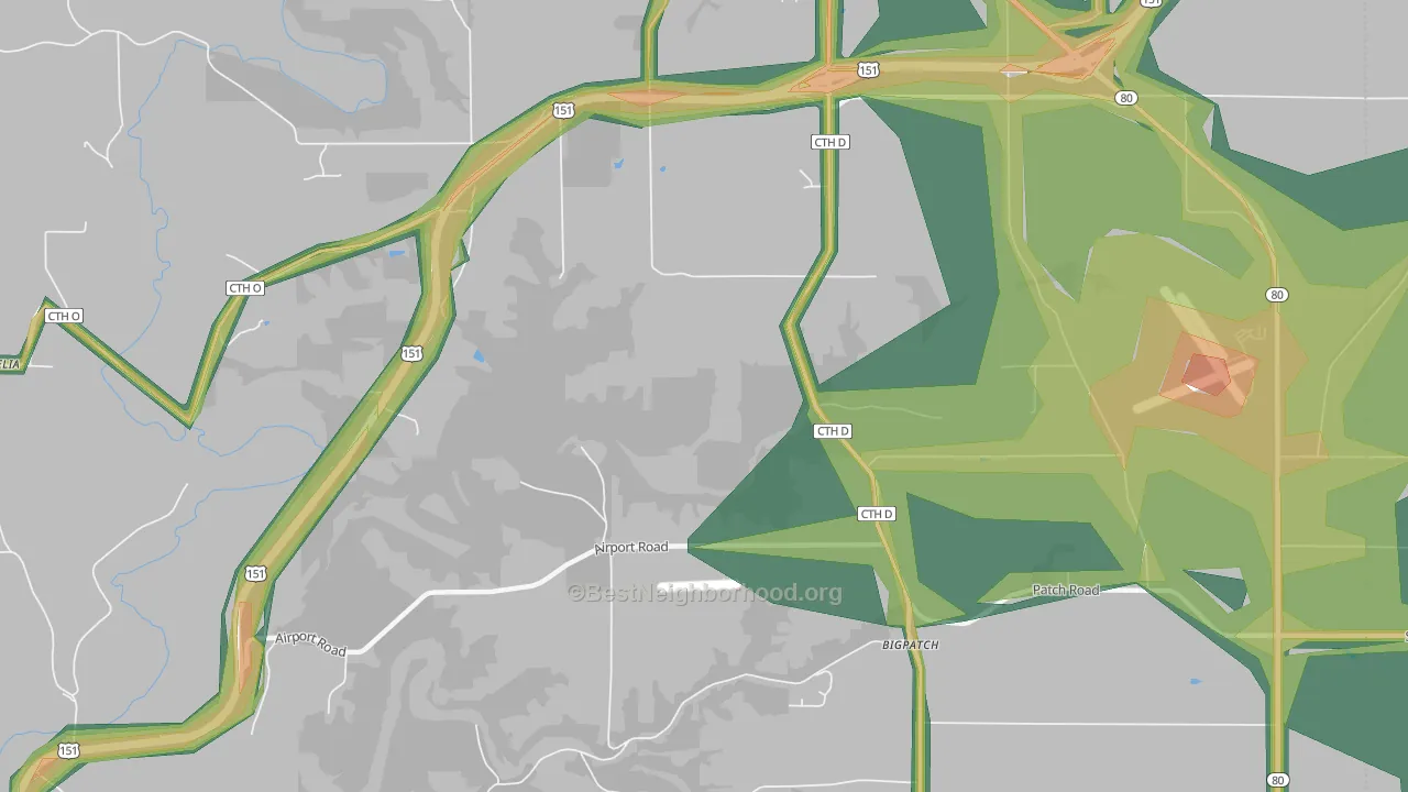 Bigpatch, WI Map of Noise Levels in Bigpatch