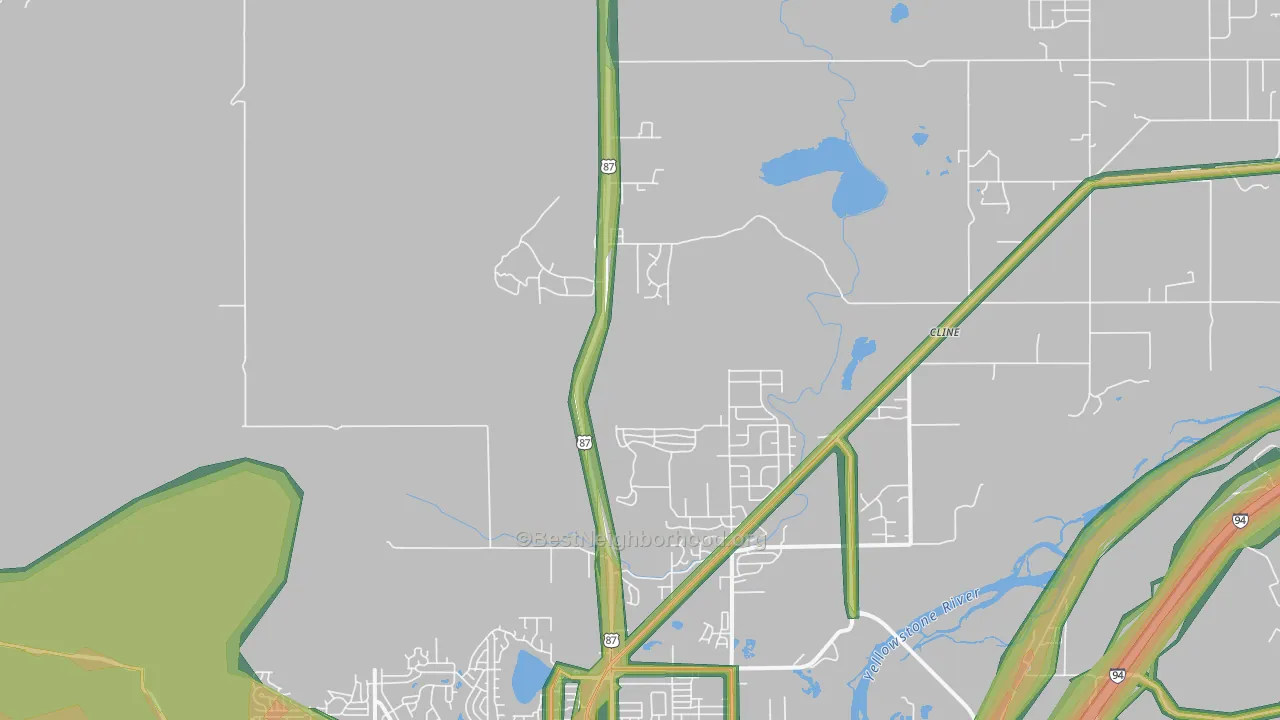Billings Heights, MT Map of Noise Levels in Billings Heights