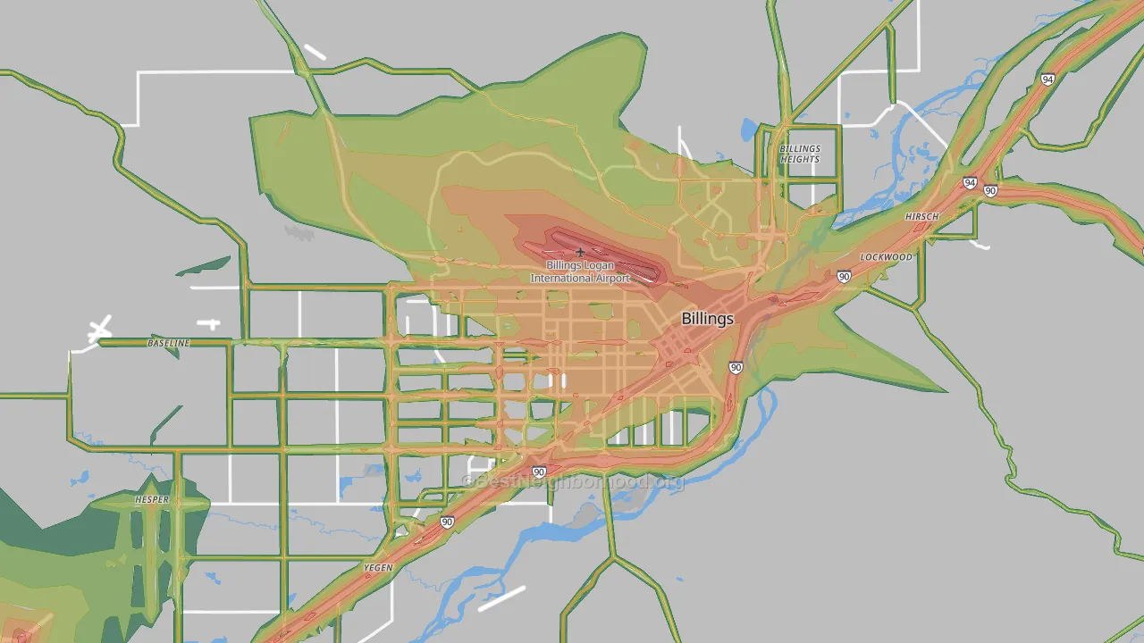 Billings, MT Map of Noise Levels in Billings