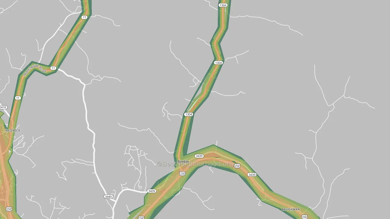 Bimble, KY Map of Noise Levels in Bimble