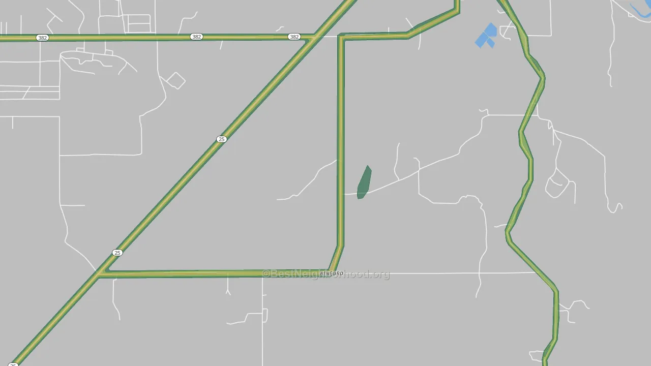 Binford, MS Map of Noise Levels in Binford