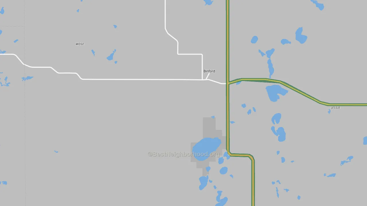 Binford, ND Map of Noise Levels in Binford