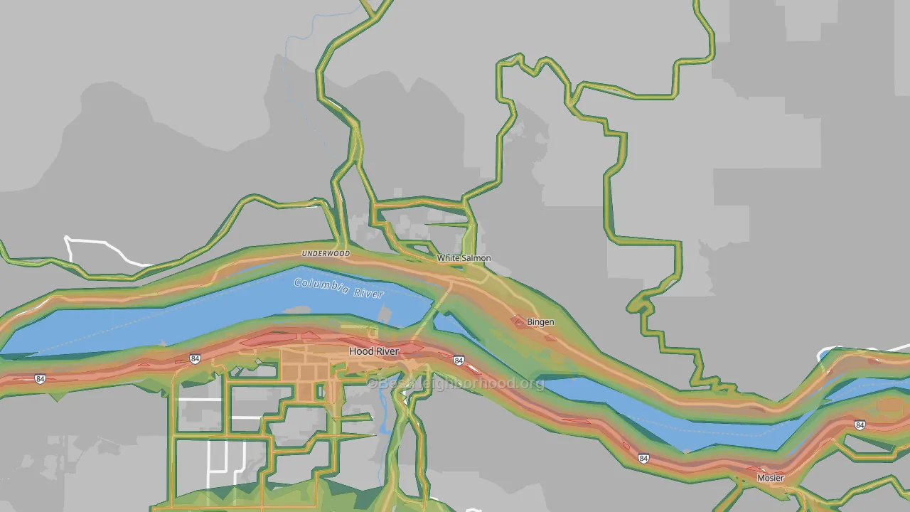 Bingen, WA Map of Noise Levels in Bingen