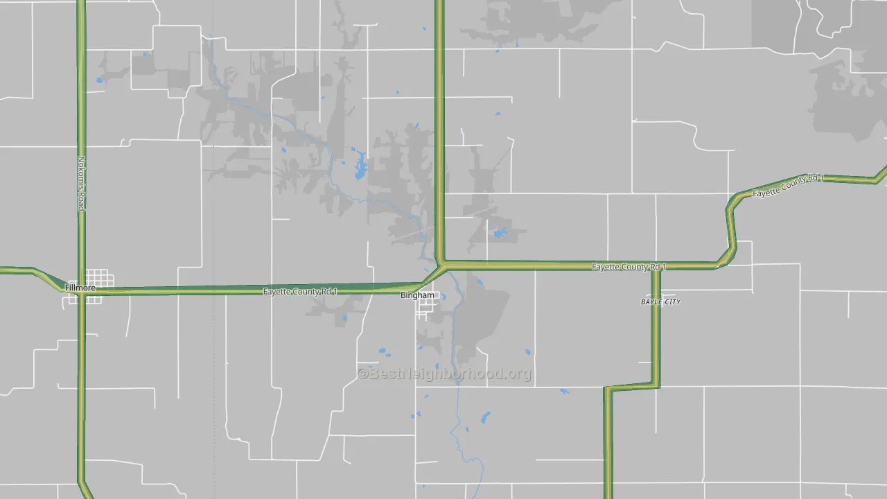 Bingham, IL Map of Noise Levels in Bingham