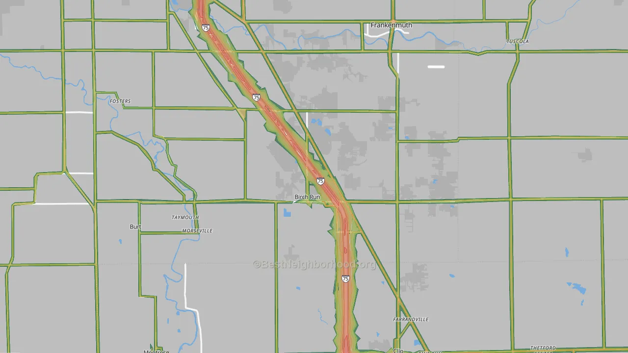 Birch Run, MI Map of Noise Levels in Birch Run
