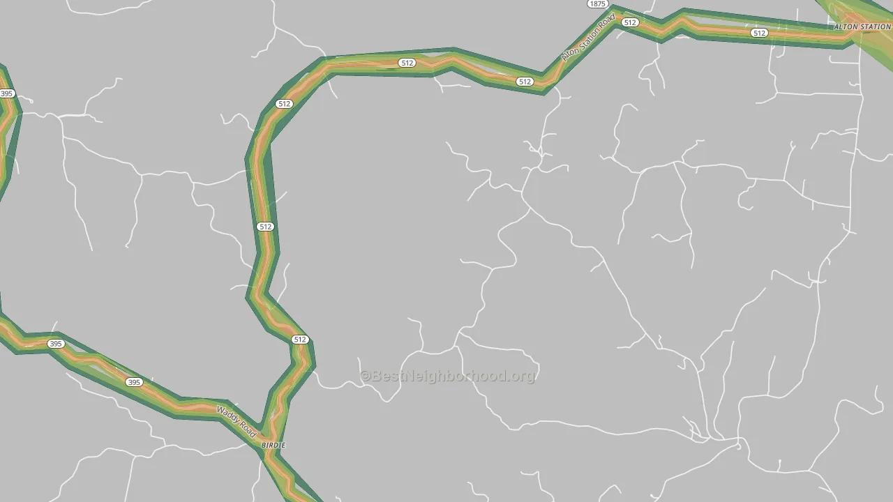 Birdie, KY Map of Noise Levels in Birdie