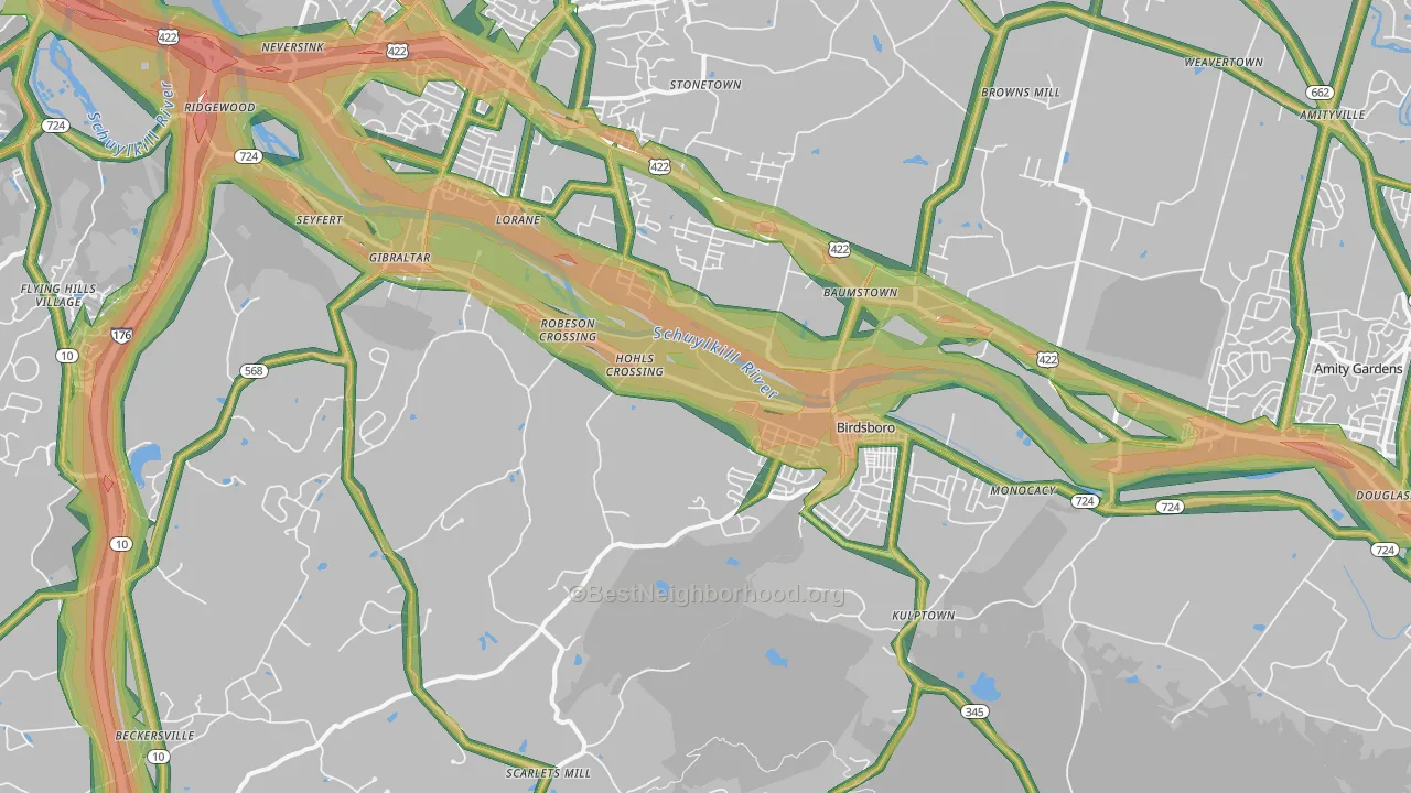 Birdsboro, PA Map of Noise Levels in Birdsboro