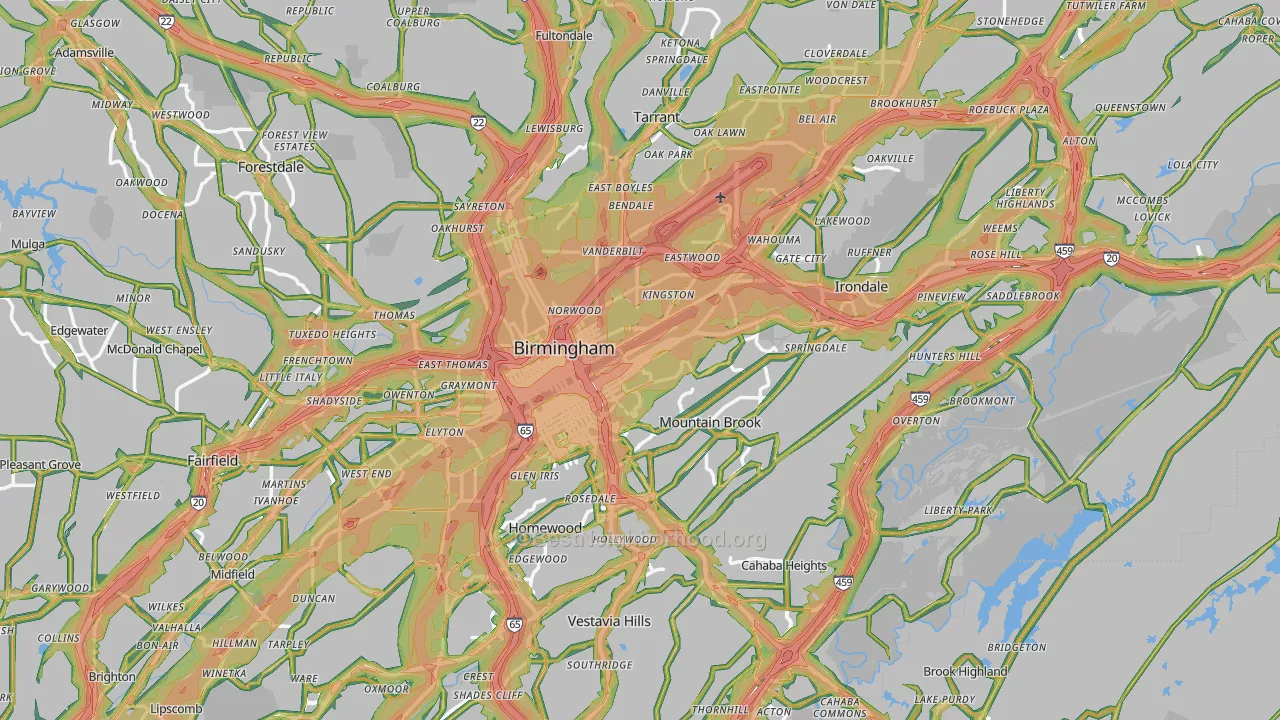 Birmingham, AL Map of Noise Levels in Birmingham