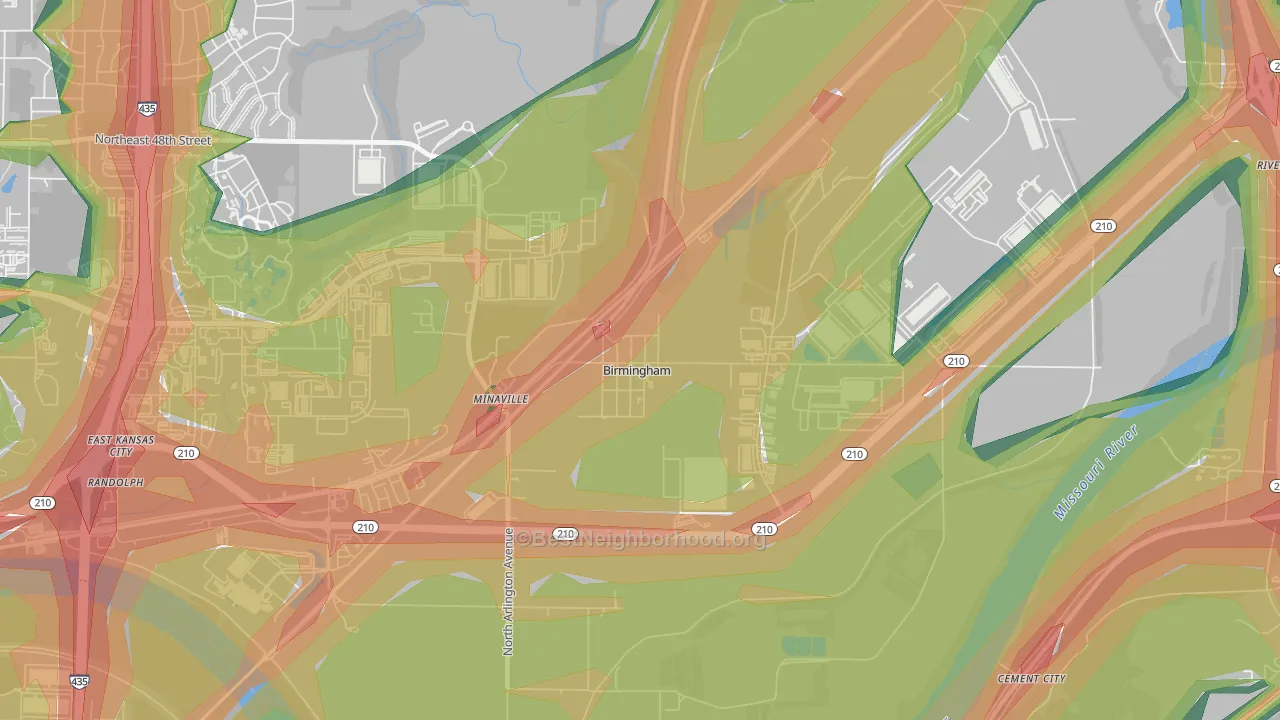 Birmingham, MO Map of Noise Levels in Birmingham