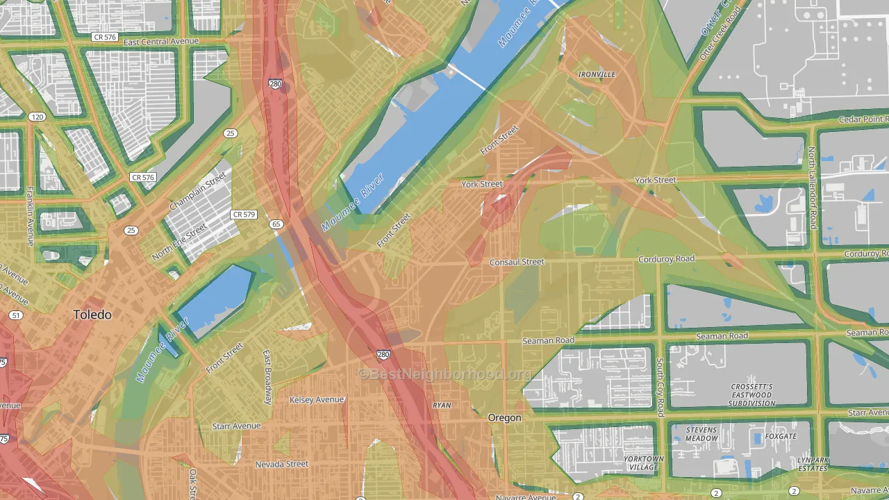 Birmingham, Toledo, OH Map of Noise Levels in Birmingham