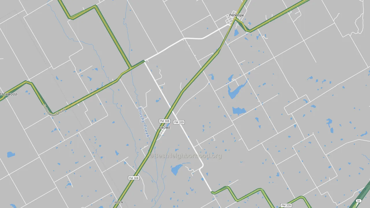 Birome, TX Map of Noise Levels in Birome