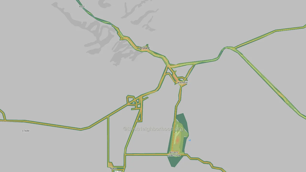 Bisbee, AZ Map of Noise Levels in Bisbee