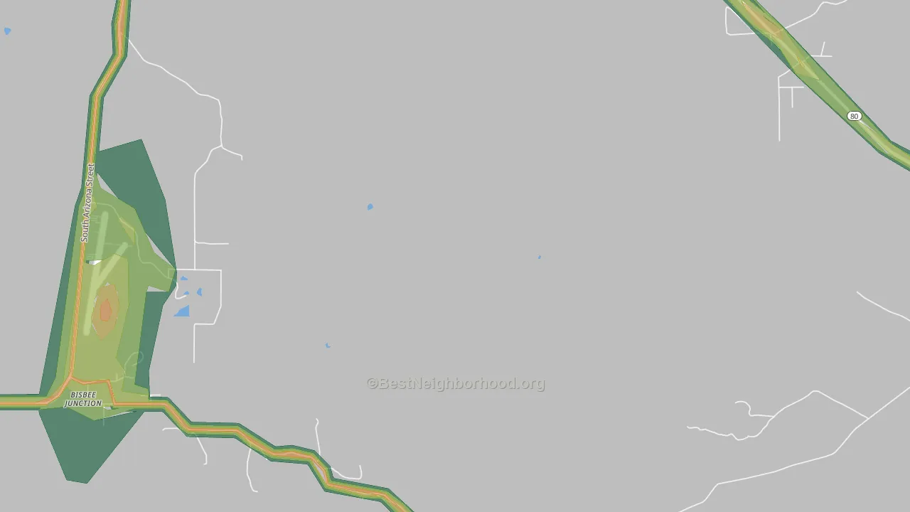 Bisbee Junction, AZ Map of Noise Levels in Bisbee Junction