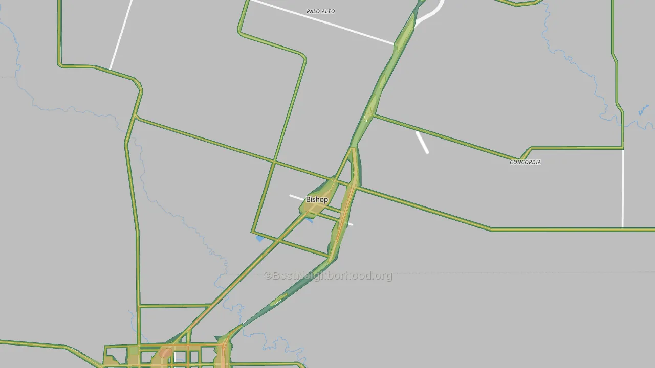 Bishop, TX Map of Noise Levels in Bishop