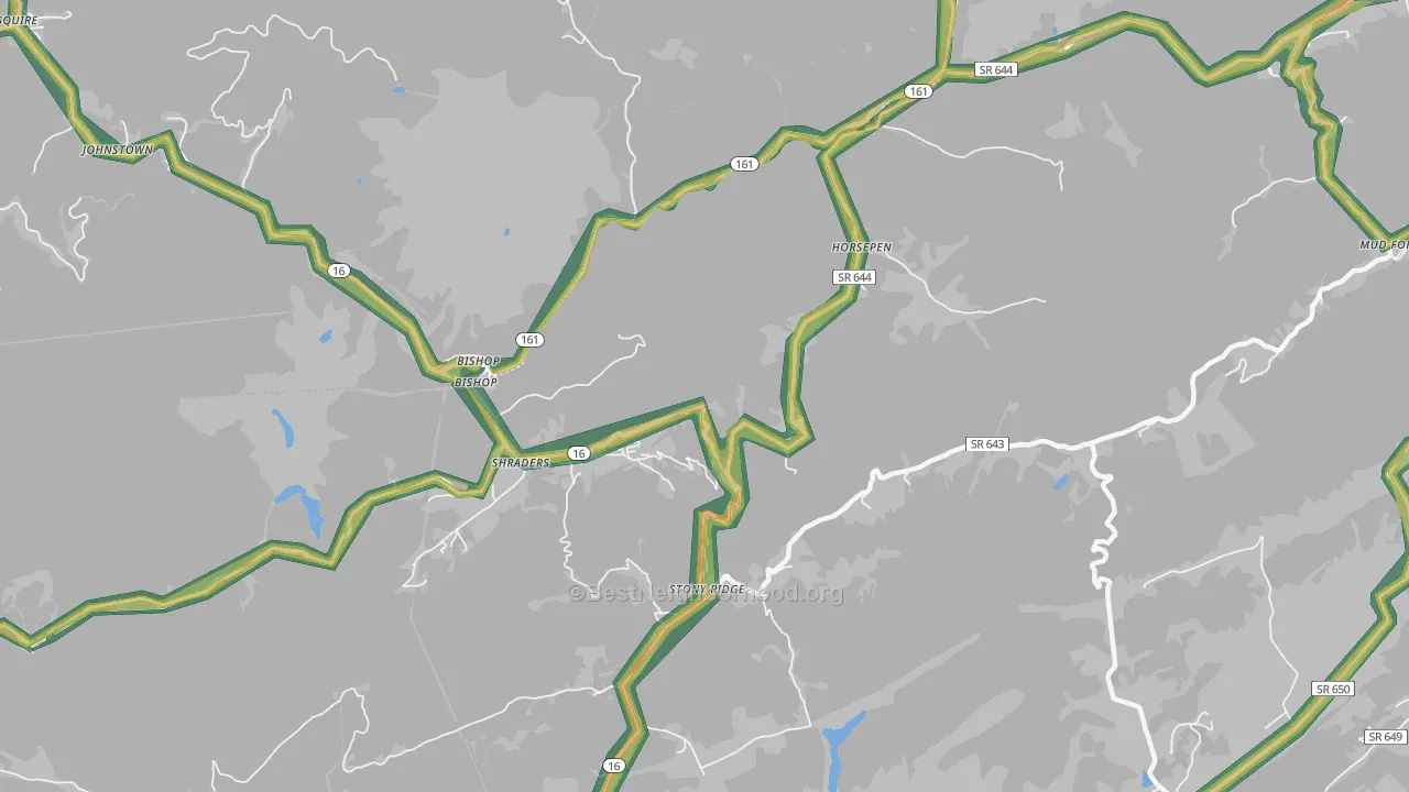 Bishop, VA Map of Noise Levels in Bishop