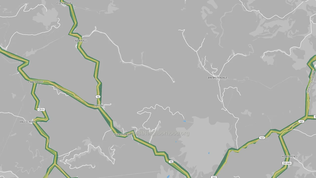 Bishop, WV Map of Noise Levels in Bishop