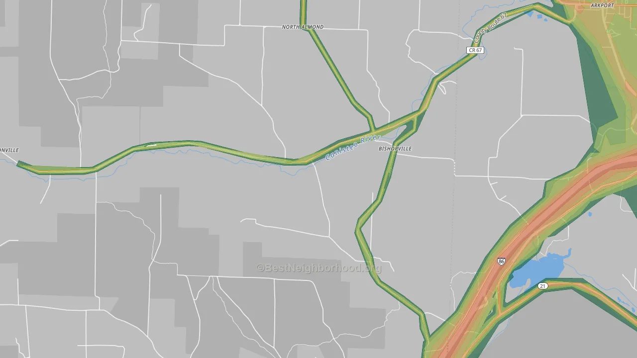 Bishopville, NY Map of Noise Levels in Bishopville