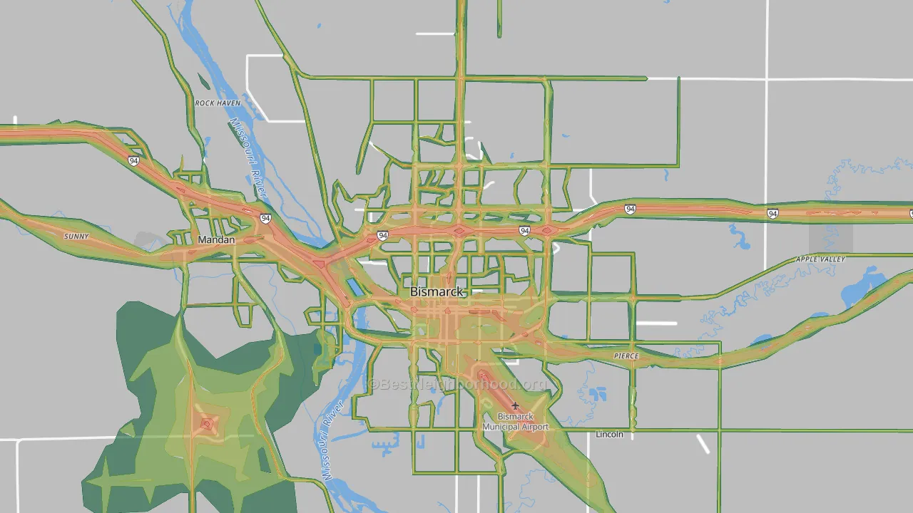 Bismarck, ND Map of Noise Levels in Bismarck