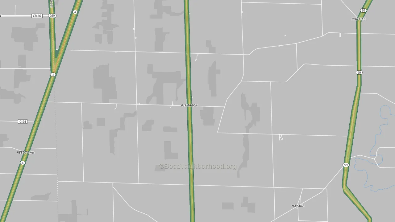 Bismarck, OH Map of Noise Levels in Bismarck
