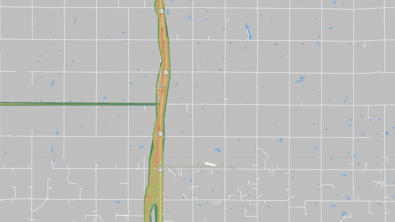 Bison, OK Map of Noise Levels in Bison