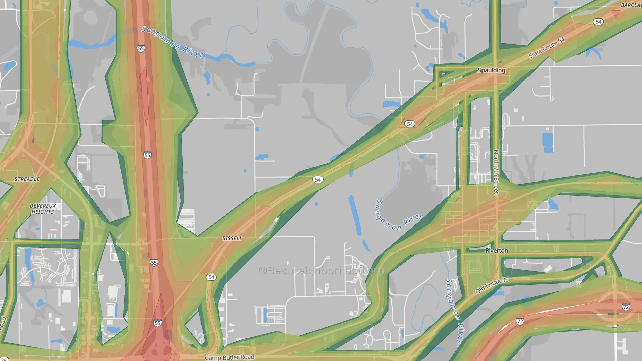 Bissell, IL Map of Noise Levels in Bissell