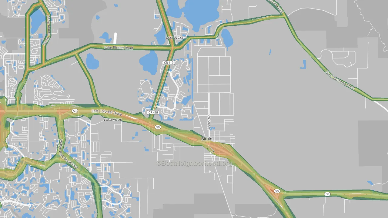 Bithlo, FL Map of Noise Levels in Bithlo