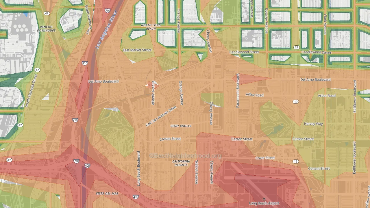 Bixby Area, Long Beach, CA Map of Noise Levels in Bixby Area