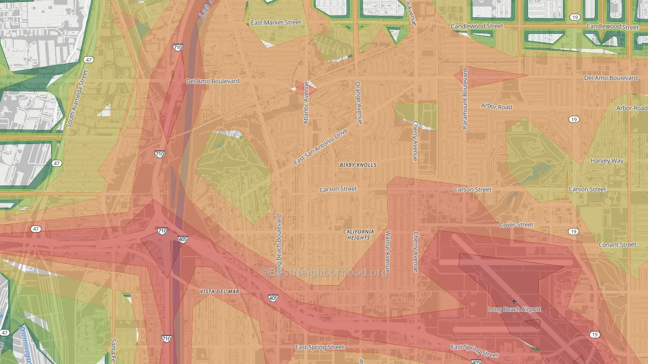 Bixby Knolls, Long Beach, CA Map of Noise Levels in Bixby Knolls