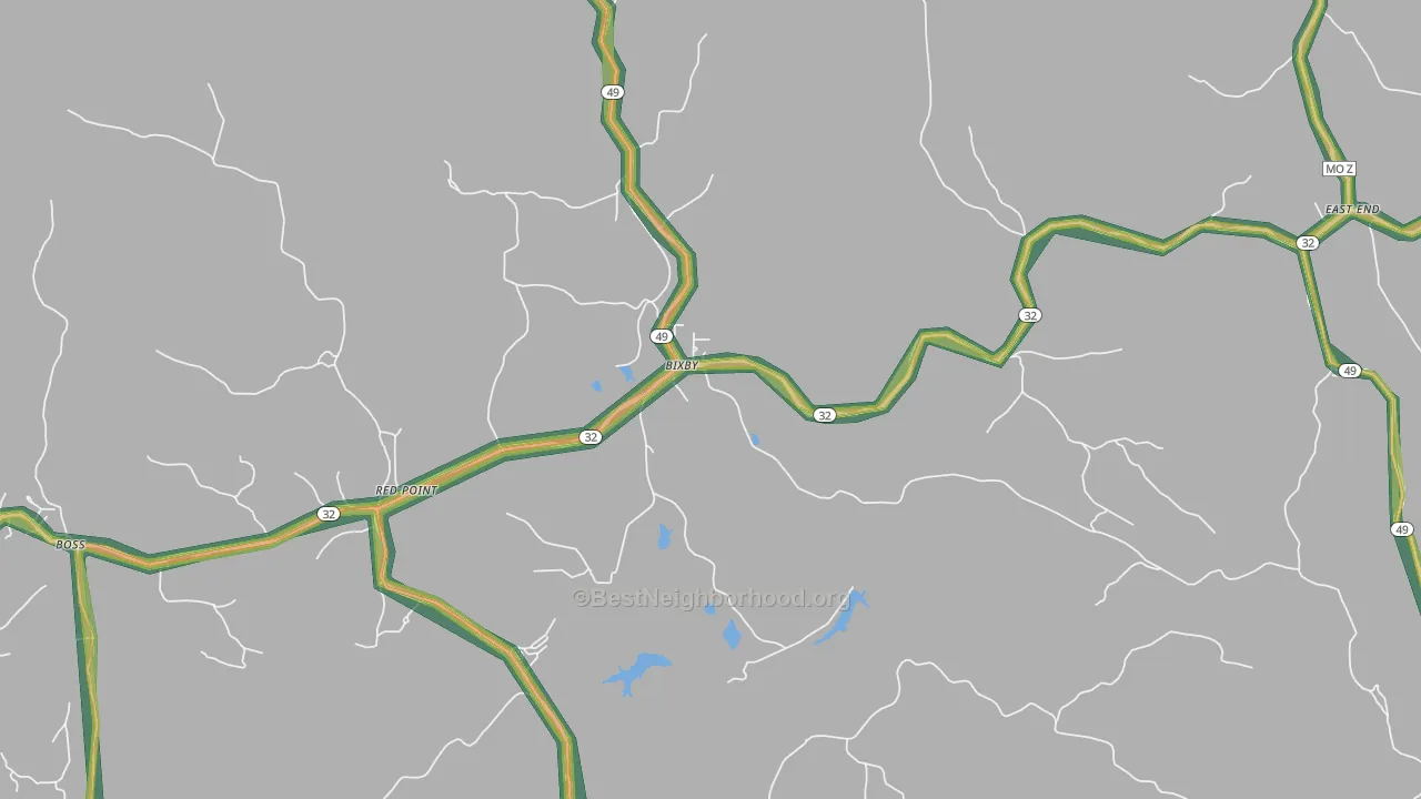 Bixby, MO Map of Noise Levels in Bixby