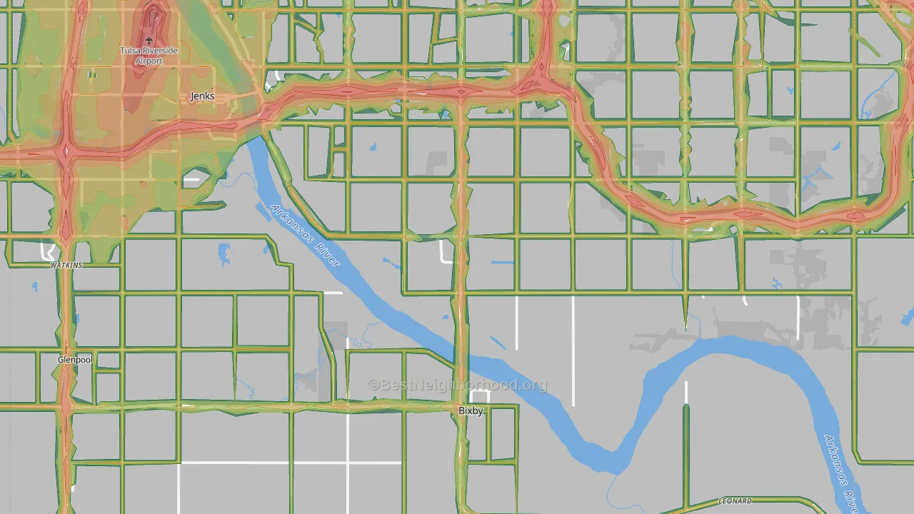 Bixby, OK Map of Noise Levels in Bixby