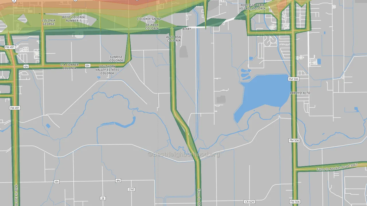 Bixby, TX Map of Noise Levels in Bixby