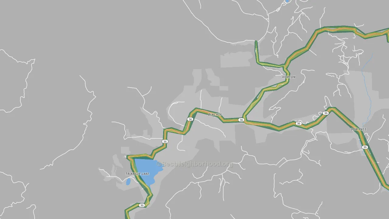 Blachly, OR Map of Noise Levels in Blachly