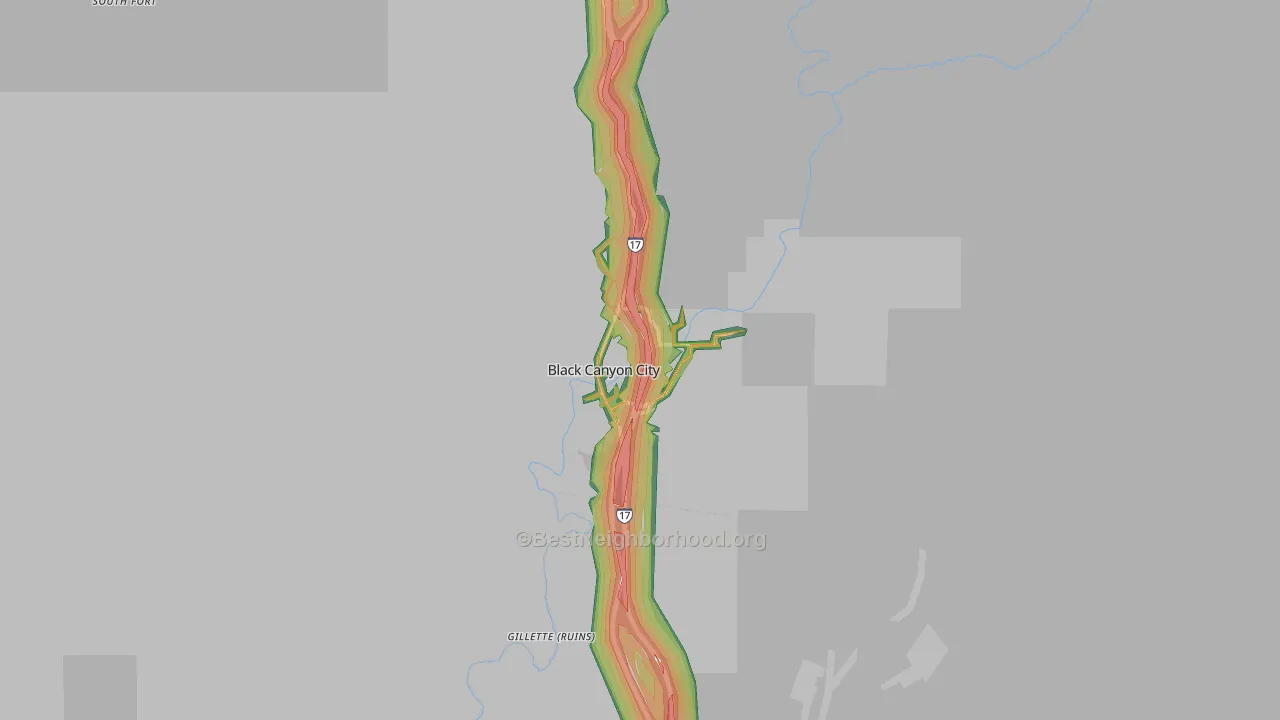 Black Canyon City, AZ Map of Noise Levels in Black Canyon City